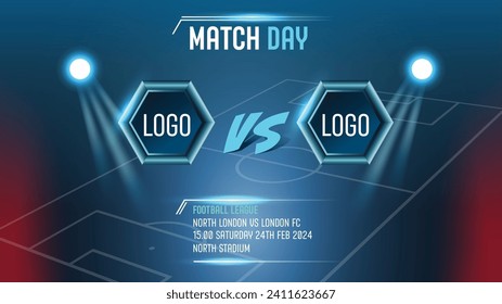 Football match sport graphics blue light template for online broadcast and social media