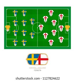 Football match Sweden versus England. 