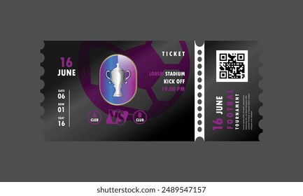 Football match ticket template design isolated