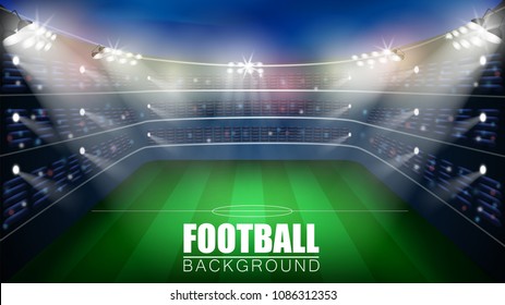 Football match. World championship stadium 3d vector background. Soccer poster template.