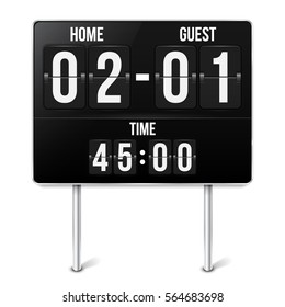 Football mechanical scoreboard with time and result display. Sport template for your design. Vector illustration.
