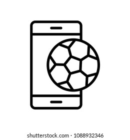 football mobile application icon. soccer smart phone live stream. simple illustration outline style sport symbol.