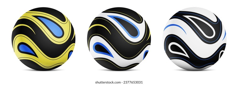 Football modern design ball, vector set, isolated on white background.