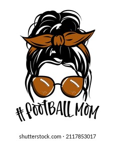 Football mom - Beautiful woman face with aviator sunglasses and brown bandana. Mom with messy bun, getting stuff done. 