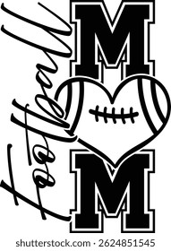 Football Mom, a bold vetctor design for Illustrator, ideal for sports moms, team pride tees, and game day apparel.