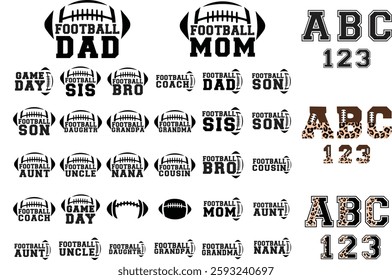 Football, mom, Player, Team, american flag, design, dad, family, brother, sister, aunt, grnadma, tow three players, custom name, usa, nana, steepdad, son, game day, font, alphabet letters, cousin