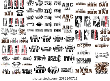 Football, mom, Player, Team, american flag, design, dad, family, brother, sister, aunt, grnadma, tow three players, custom name, usa, nana, steepdad, son, game day, font, alphabet letters, cousin