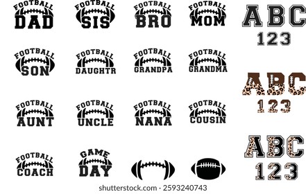 Football, mom, Player, Team, american flag, design, dad, family, brother, sister, aunt, grnadma, tow three players, custom name, usa, nana, steepdad, son, game day, font, alphabet letters, cousin