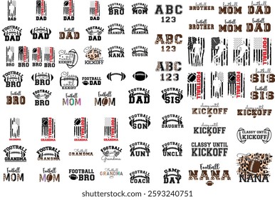 Football, mom, Player, Team, american flag, design, dad, family, brother, sister, aunt, grnadma, tow three players, custom name, usa, nana, steepdad, son, game day, font, alphabet letters, cousin