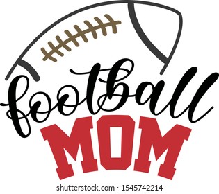 Football mom vector saying. Football ball illustration. 