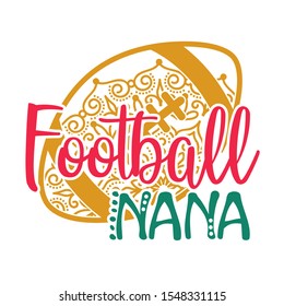 Football nana digital file. Mandala art. Football ball clipart. Sports decor. Isolated on transparent background.