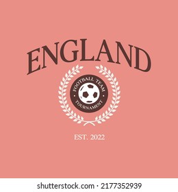 Football national team England print design. Typography graphics for sportswear and apparel. Vector illustration.