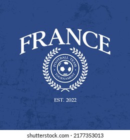 Football national team France print design. Typography graphics for sportswear and apparel. Vector illustration.