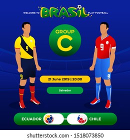 Football national team players in the form of national teams. Group tournament. Vector illustration in flat style.