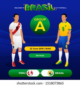 Football national team players in the form of national teams. Group tournament. Vector illustration in flat style.
