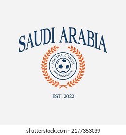 Football national team Saudi Arabia print design. Typography graphics for sportswear and apparel. Vector illustration.