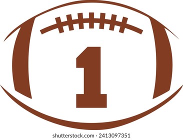 Football number design on plain white transparent isolated background for card, shirt, hoodie, sweatshirt, apparel, card, tag, mug, icon, poster or badge