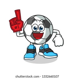 football number one fan mascot vector cartoon illustration