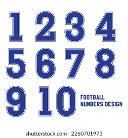 Football numbers design elements elegant flat blue design