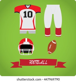 Football objects, Sport uniform, Vector illustration