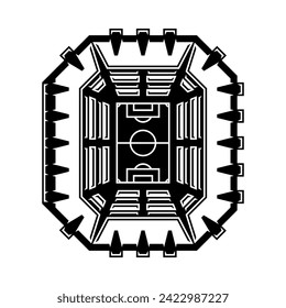 Football octagon stadium vector black icon on white background. Soccer arena symbol.