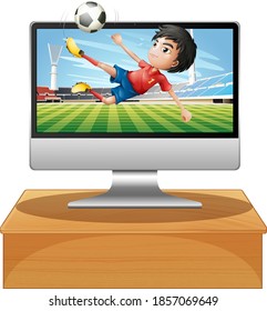 Football on computer desktop screen illustration