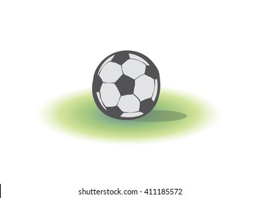 Football on on field. Sport vector cartoon in doodle style