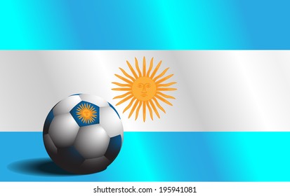 Football on flag Argentina, soccer on flag Argentina