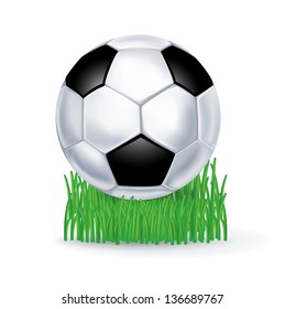 football on grass isolated on white background