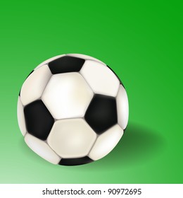 Football on green background, realistic vector illustration