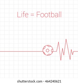 football on a heatbeats with text illustration isolated in a white background