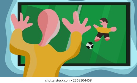 Football is on TV, flat vector illustration