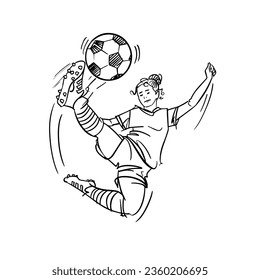 Football onside kick action illustration. Soccer performing onside kick in footbal with force. Football vector illuctration. 