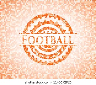 Football orange mosaic emblem with background
