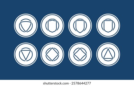 Football or other sport team logo template in circle with 8 variants