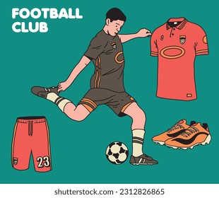 Football Outfit and Equipment Vector Illustration