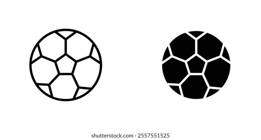 Football outlined and solid icon vector collection.