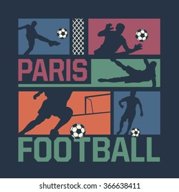 Football Paris typography, t-shirt graphics, vectors