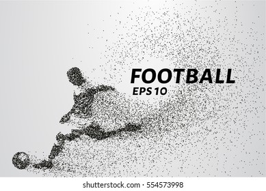 Football of the particles. Silhouette of a football player consists of points and circles. Vector illustration.