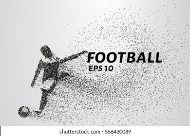 Football of the particles. Silhouette of a football player consists of points and circles. Vector illustration.