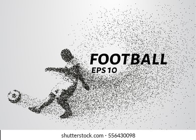 Football of the particles. Silhouette of a football player consists of points and circles. Vector illustration.