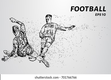 Football of the particles. Silhouette of a football player consists of points and circles. Vector illustration.