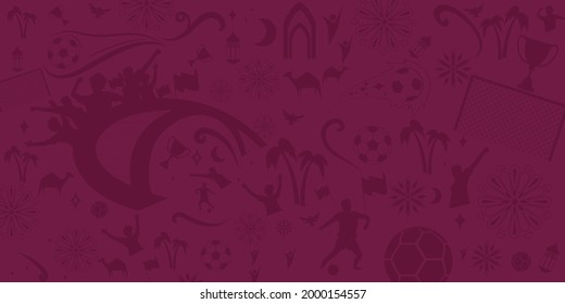 Football Pattern Background for banner, soccer championship 2022 in Qatar