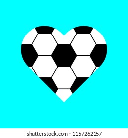 Football pattern on heart logo vector.