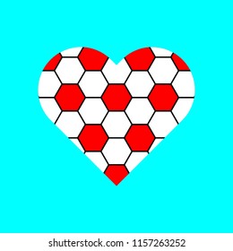 Football pattern on heart logo vector.