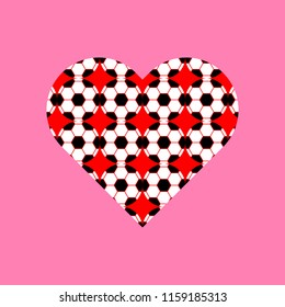 Football pattern on red heart icon vector.