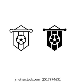 Fußball Wimpel Banner Icon Set. Sportfahne. Farbe des Nationalmannschaftslabelelements änderbar