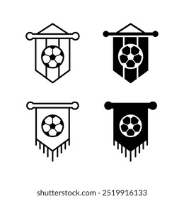 Fußball Wimpel Banner Icon Set. Sportfahne. Farbe des Nationalmannschaftslabelelements änderbar