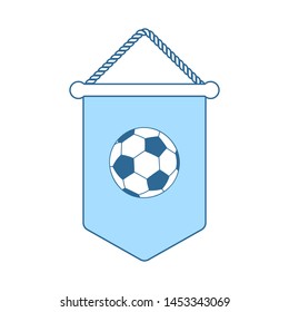 Football Pennant Icon. Thin Line With Blue Fill Design. Vector Illustration.
