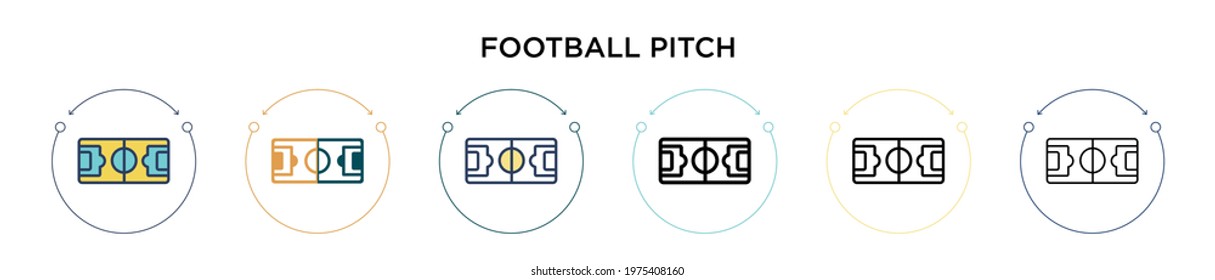 Football pitch icon in filled, thin line, outline and stroke style. Vector illustration of two colored and black football pitch vector icons designs can be used for mobile, ui, web